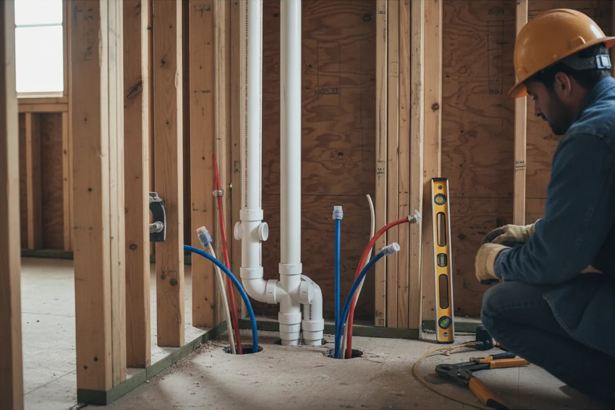 Drain and supply rough-in during Drain Cleaning in Geyserville