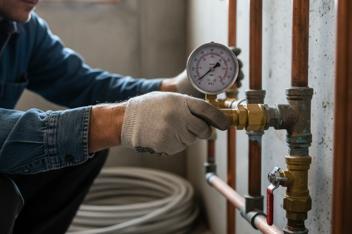 Pressure testing a repaired line during Water Line Repair in Geyserville
